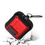 AirPods 1/2 Switch Closure Premium Ultra ShockProof Hybrid With Metal Hook Case Cover - Black+Red