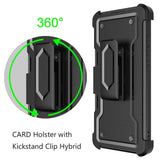 iPhone 15 CARD Holster with Kickstand Clip Hybrid Case Cover - Black