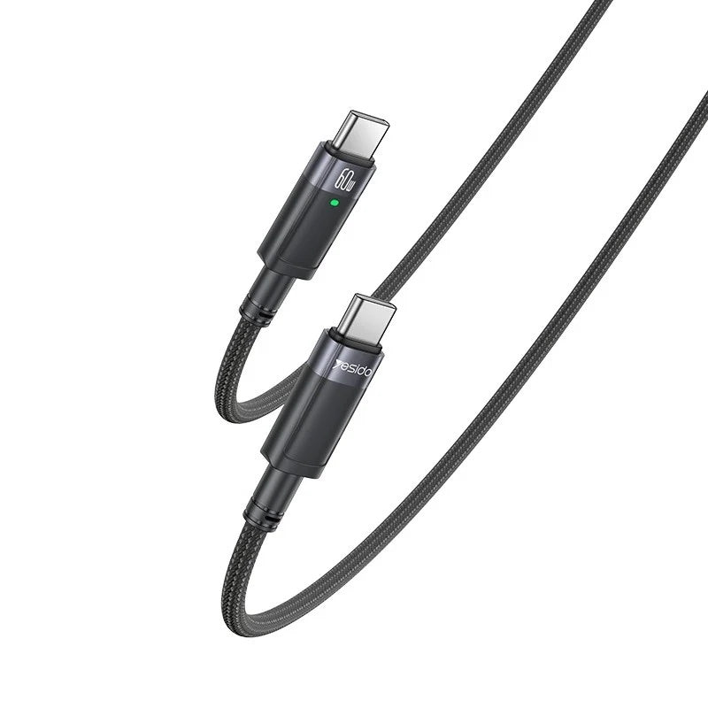 YESIDO C TO C DATA CABLE 60W BLACK