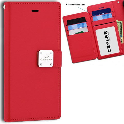 SAMSUNG GALAXY S22 luxurious synthetic PU leather 6 Card Slots Infolio, Red