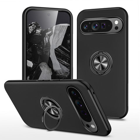 Google Pixel 10 Pro XL Oil Painted Case w/Flat Magnetic Ring Stand Black