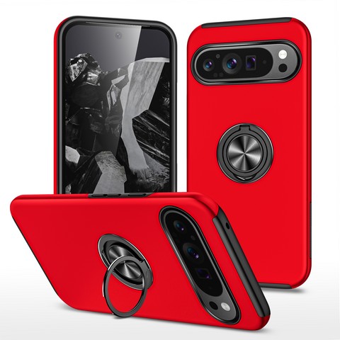 Google Pixel 10 Pixel 10 Pro Oil Painted Case w/Flat Magnetic Ring Stand Red