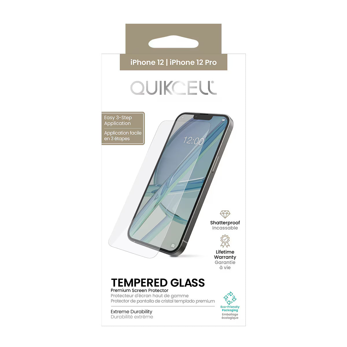 Quikcell Apple iPhone 12 & 12 PRO TEMPERED GLASS Screen Protector Clear