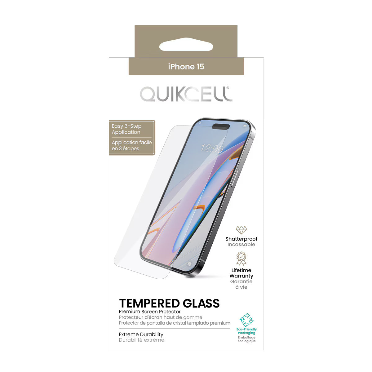 Quikcell Apple iPhone 15 TEMPERED GLASS Screen Protector Clear