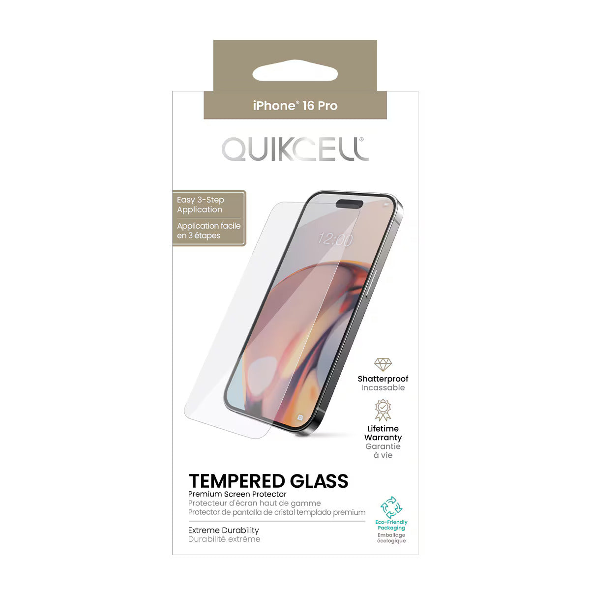 Quikcell Apple iPhone 16 Pro TEMPERED GLASS Screen Protector Clear