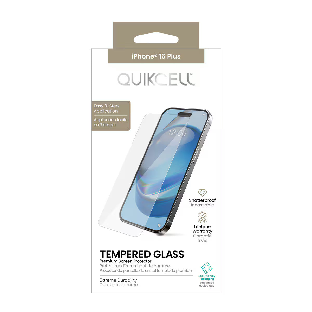 Quikcell Apple iPhone 16 Plus TEMPERED GLASS Screen Protector Clear