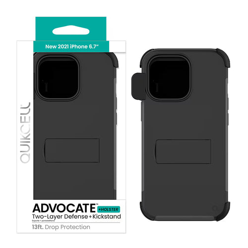 Quikcell Apple iPhone 13 Pro Max ADVOCATE + HOLSTER Dual-layer Kickstand Case Steel Black