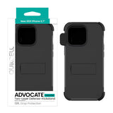 Quikcell Apple iPhone 13 Pro Max ADVOCATE + HOLSTER Dual-layer Kickstand Case Steel Black