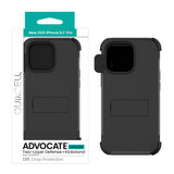 Quikcell Apple iPhone 13 Pro ADVOCATE + HOLSTER Dual-layer Kickstand Case Steel Black