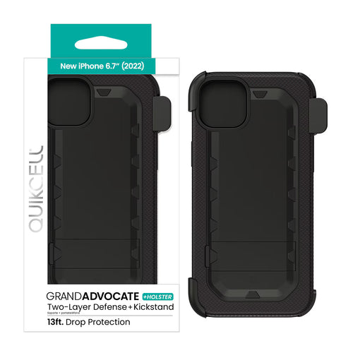 Quikcell Apple iPhone 14 Plus GRAND ADVOCATE + HOLSTER Kickstand Case Steel Black