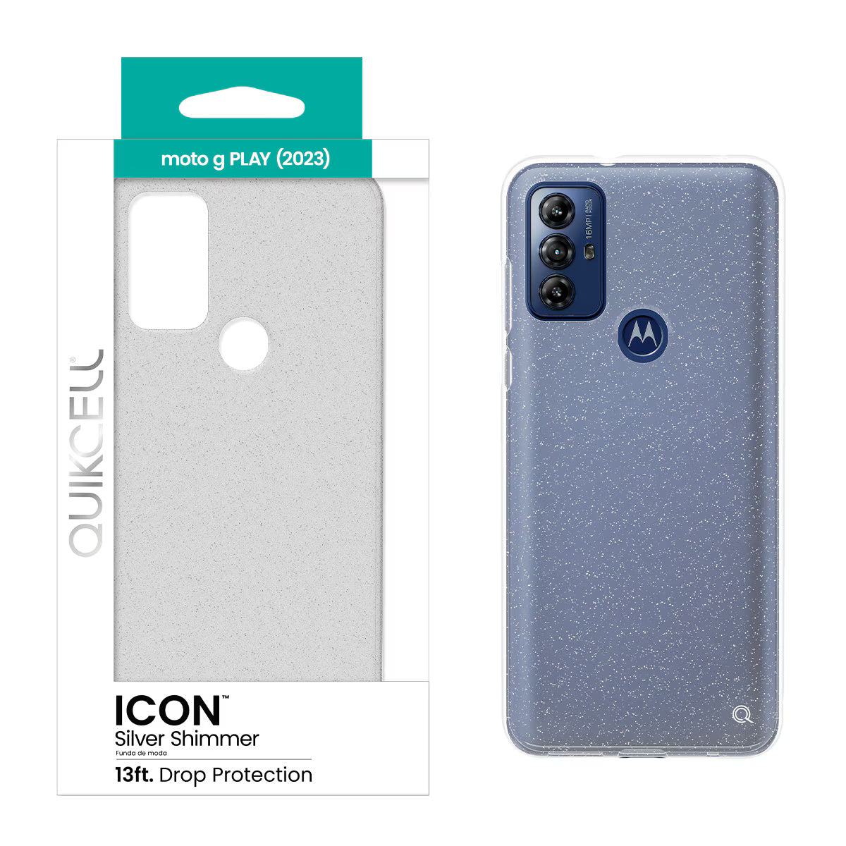 Quikcell Moto G PLAY 2023 ICON Fashion Case Silver Shimmer