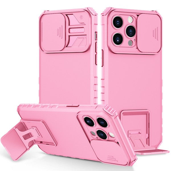 Iphone 14 Pro Max 6.7 2022 Vertical Kickstand case w/ camera cover Pink