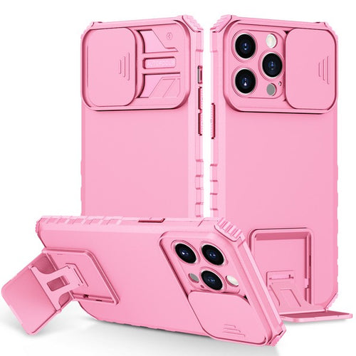 Iphone 14 Pro Max 6.7 2022 Vertical Kickstand case w/ camera cover Pink