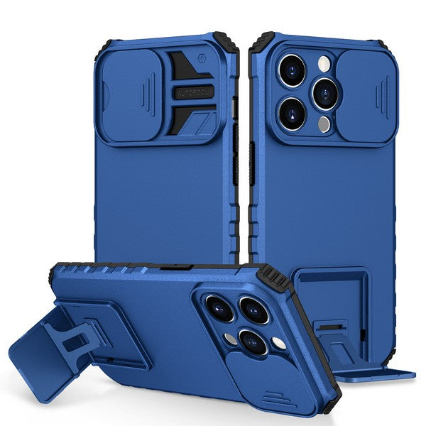 Iphone 14 Pro 6.1 2022 Vertical Kickstand case w/ camera cover Blue