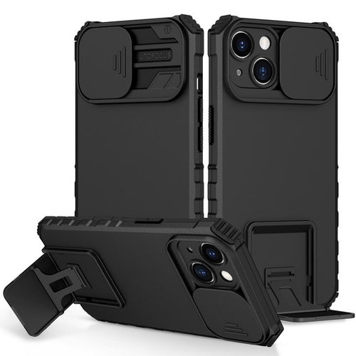 Iphone 14 6.1 2022 Vertical Kickstand case w/ camera cover Black