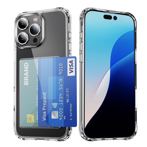 Iphone 16 Pro 6.3 Premium Acrylic Tpu Case w/2 Card Slot Clear