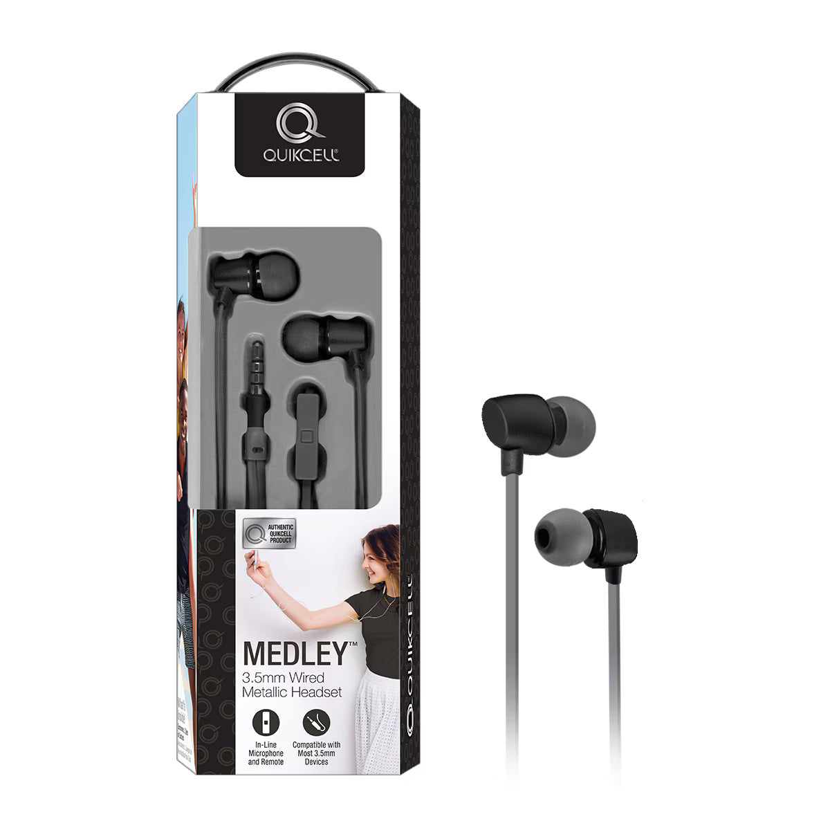 Quikcell   MEDLEY 3.5mm Wired Headset Black