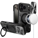 iPhone 17 Pro Max Magnetic Ring Stand Classic Design FULL Camera Protection Hybrid Case - Black