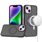 iPhone 13/14 Royal Magnetic Ring Skin-Touch HQ Metal Buttons/Camera Lip Hybrid - Purple