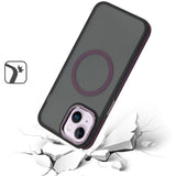 iPhone 13/14 Royal Magnetic Ring Skin-Touch HQ Metal Buttons/Camera Lip Hybrid - Purple