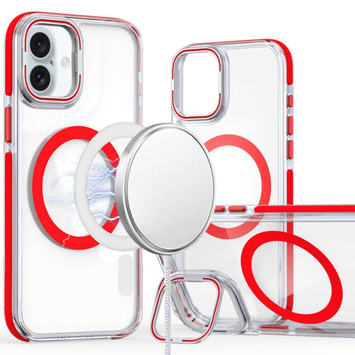 iPhone 16 6.1 inch MagSonic Camera Bracket Stand Magnetic Ring Circle Hybrid - Red
