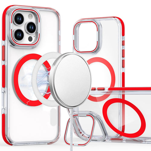 iPhone 16 Pro 6.3 inch MagSonic Camera Bracket Stand Magnetic Ring Circle Hybrid - Red