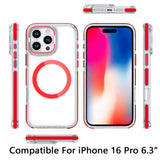 iPhone 16 Pro 6.3 inch MagSonic Camera Bracket Stand Magnetic Ring Circle Hybrid - Red