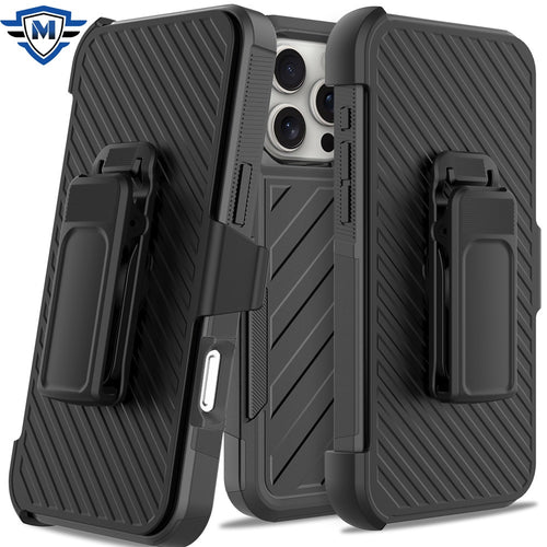 iPhone 16 Pro 6.3 inch METKASE Noble lined shockproof dual layer hybrid in Slide-Out Package - Black/Black