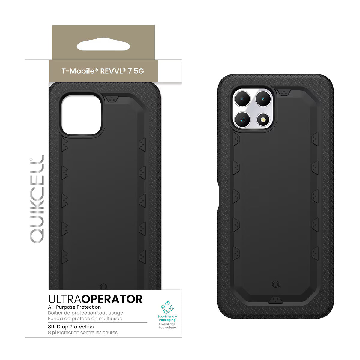 Quikcell T-Mobile REVVL 7 5G ULTRA OPERATOR Rugged Protective Case Armor Black