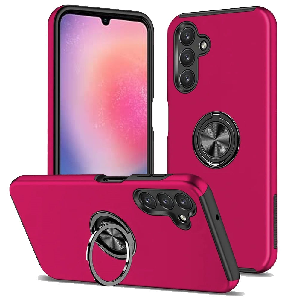 Samsung Galaxy A26 CHIEF Oil Painted Magnetic Ring Stand Hybrid Case Cover - Hot Pink