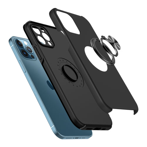 iPhone 15 Pro Max CHIEF Oil Painted Magnetic Ring Stand Hybrid Case Cover - Black