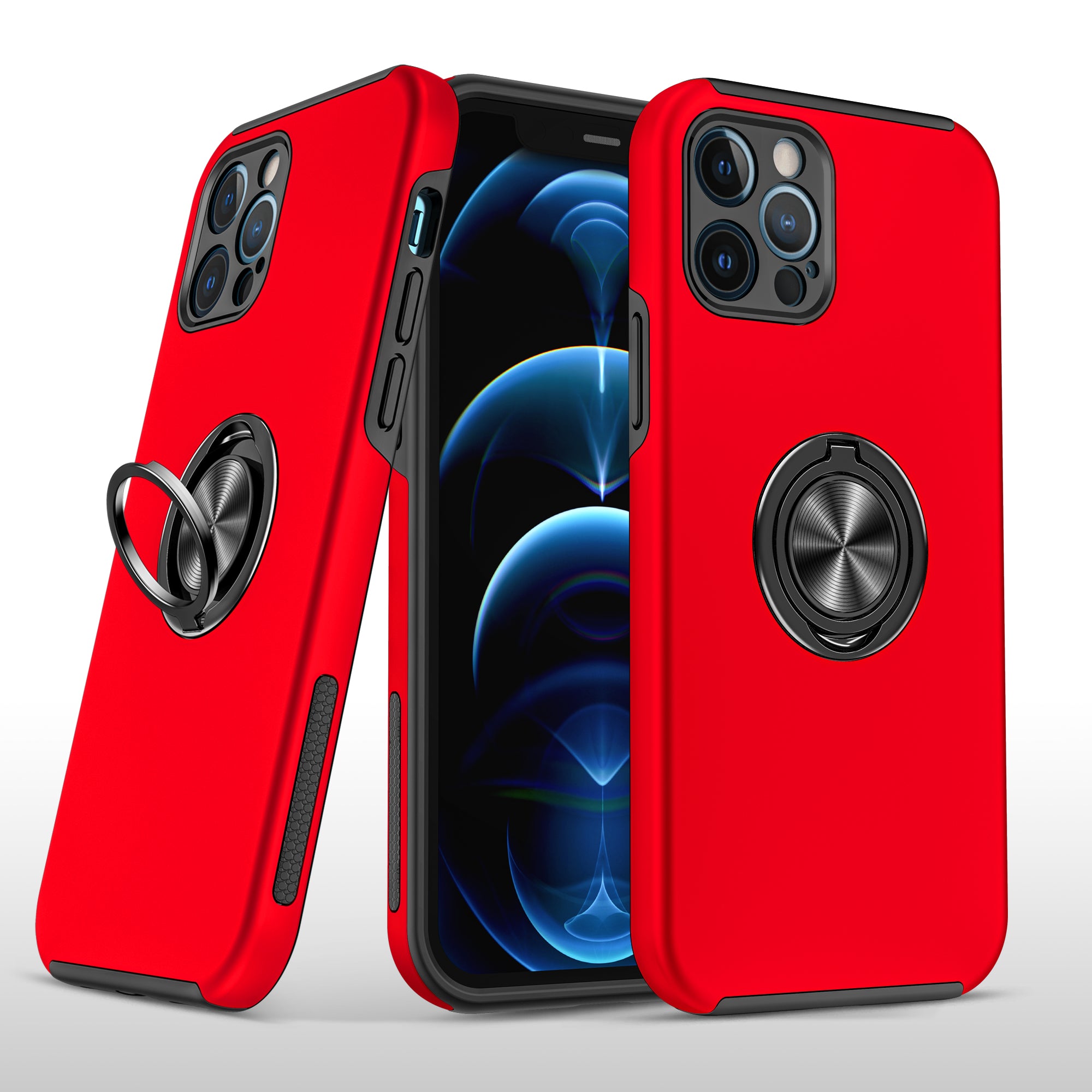 iPhone 15 CHIEF Oil Painted Magnetic Ring Stand Hybrid Case Cover - Red