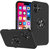 iPhone 16 6.1 inch CHIEF Oil Painted Magnetic Ring Stand Hybrid Case Cover - Black