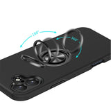 iPhone 16 6.1 inch CHIEF Oil Painted Magnetic Ring Stand Hybrid Case Cover - Black