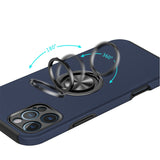 iPhone 16 Pro 6.3 inch CHIEF Oil Painted Magnetic Ring Stand Hybrid Case Cover - Dark Blue