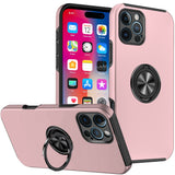 iPhone 16 Pro 6.3 inch CHIEF Oil Painted Magnetic Ring Stand Hybrid Case Cover - Pink