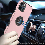 iPhone 16 Pro 6.3 inch CHIEF Oil Painted Magnetic Ring Stand Hybrid Case Cover - Pink
