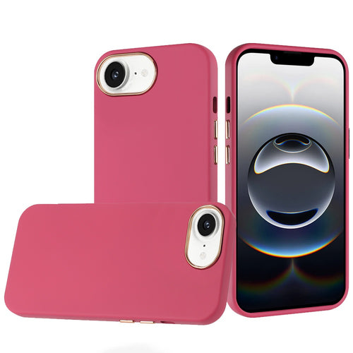 iPhone 16E (E edition) / SE4 (2025) Classy Slick Chromed Around Hybrid Case Cover - Hot Pink