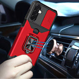 Samsung A17 5G Multi-Functional Card Magnetic Ring Stand Hybrid Camera Case Cover - Red