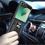 Samsung Z Flip 7 ELITE Camera Push Magnetic Ring Stand Hybrid Case Cover - Black