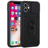 Apple iPhone 11 (XI6.1) ELITE Camera Push Magnetic Ring Stand Hybrid Case Cover - Black
