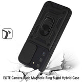 Samsung Galaxy S22 Ultra ELITE Camera Push Magnetic Ring Stand Hybrid Case Cover - Black