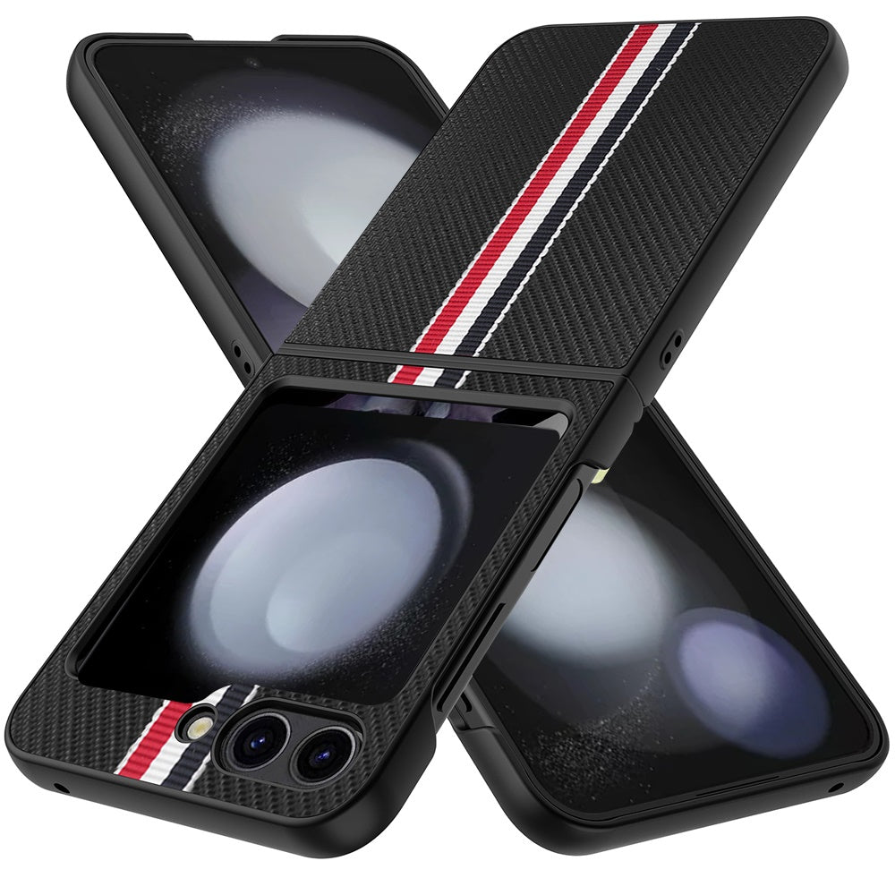 Samsung Z Flip 7FE / Flip 6 Velvet Fabric Flip Phone Premium PU Vegan Leather Cover Case - Black