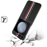 Samsung Z Flip 7FE / Flip 6 Velvet Fabric Flip Phone Premium PU Vegan Leather Cover Case - Black