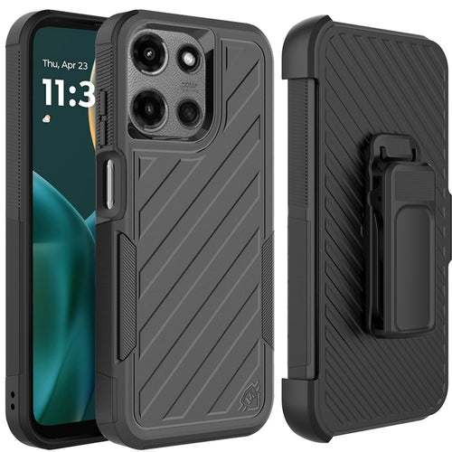 Moto G Stylus 5G 2025 Noble lined shockproof dual layer hybrid - Black/Black