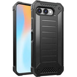Revvl 8 Premium Tough Lined Design Hybrid Case Cover - Black