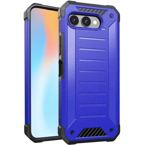 Revvl 8 Premium Tough Lined Design Hybrid Case Cover - Blue