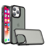 Apple iPhone 12 Pro Max 6.7 Polished Oil Thick Acrylic Metal Button Hybrid Case Cover - Black