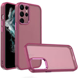 Samsung S23 Ultra Polished Oil Thick Acrylic Metal Button Hybrid Case Cover - Burgundy