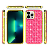 Apple iPhone 14 PRO 6.1" Radiant Chrome Diamonds Hybrid Case Cover - Hot Pink